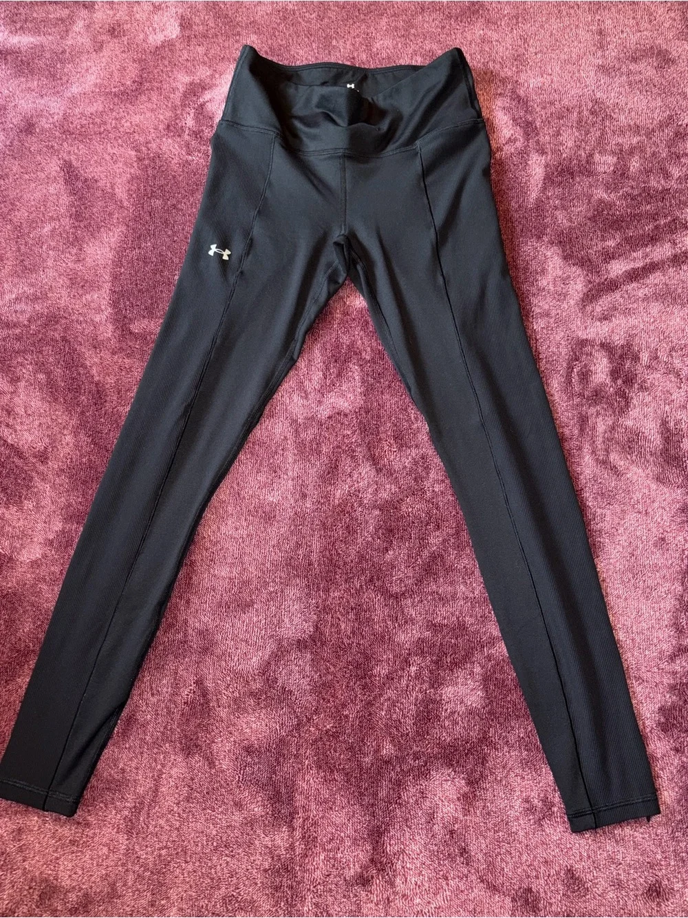 Under Armour Black Womens' Performance Leggings with White Logo - Picture 2 of 4